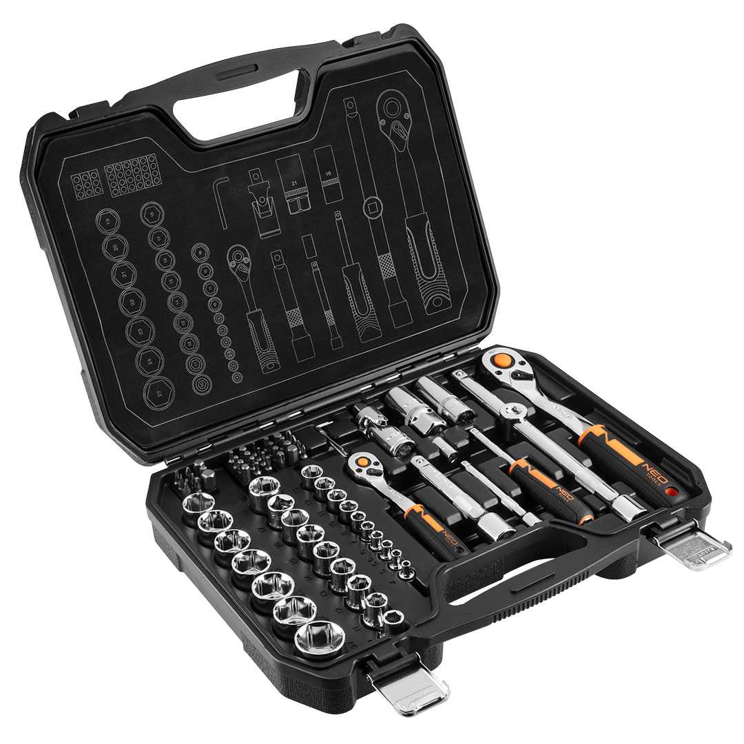 NEO TOOLS Gola sada 1/2", 1/4",  73 ks, CrV