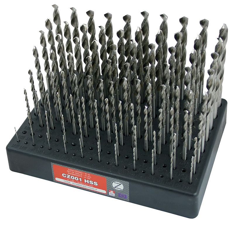Sada vrtákov 91-dielna 1,00-10,00x0,1mm DIN 338RTiHSSCo5 Lesklá, stojan plastový  Sada vrtákov 91-dielna 1,00-10,00x0,1mm DIN 338RTiHSSCo5 Lesklá,…
