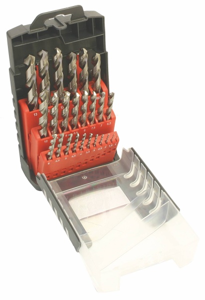 Sada vrtákov 25-ti dielna 1,00-13,00x0,5mm DIN 338RTiHSSCo8 Lesklá, plast  Sada vrtákov 25-ti dielna 1,00-13,00x0,5mm DIN 338RTiHSSCo8 Lesklá, plast