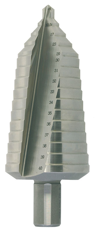 Vrták stupňovitý HSS 6-40mm/16st. 6;11;17;23;29;30;31;32;33;34;35;36;37;38;39;40  Vrták stupňovitý HSS 6-40mm/16st.…
