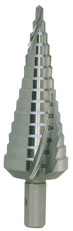 Vrták stupňovitý HSS 4-30mm/14st. 4;6;8;10;12;14;16;18;20;22;24;26;28;30  Vrták stupňovitý HSS 4-30mm/14st. 4;6;8;10;12;14;16;18;20;22;24;26;28;30