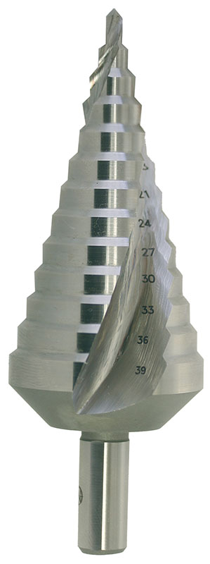 Vrták stupňovitý HSS 4-39mm/13st. 4;6;9;12;15;18;21;24;27;30;33;36;39  Vrták stupňovitý HSS 4-39mm/13st. 4;6;9;12;15;18;21;24;27;30;33;36;39