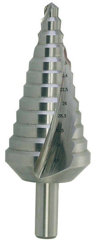 Vrták stupňovitý HSS 6-37mm/12st. - PG 6;9;12,5;15,2;18,6;20,4;22,5;26;28,3;30,5;34;37  Vrták stupňovitý HSS 6-37mm/12st. - PG…