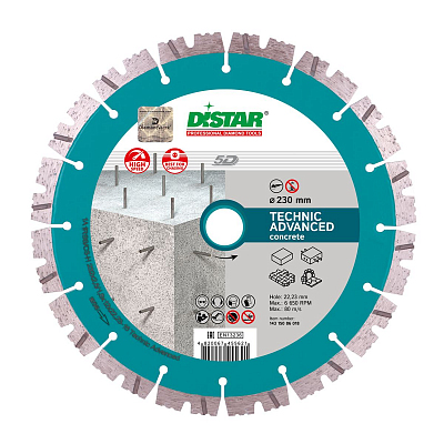 DISTAR Diamantový kotúč Ø 180 Technic Advanced 12mm seg. 5D  DISTAR Diamantový kotúč ? 180 Technic Advanced 12mm seg. 5D