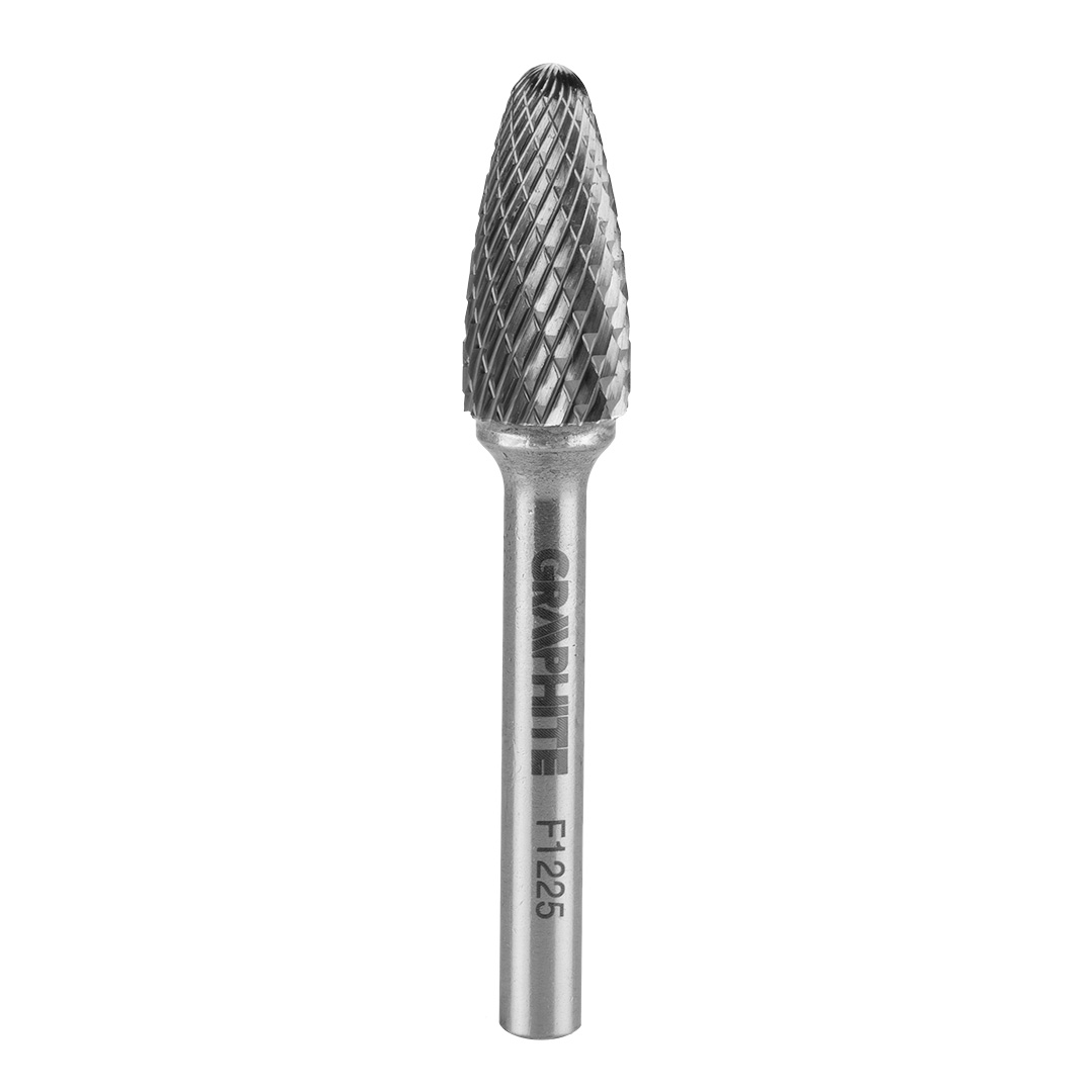 GRAPHITE Frézka do kovu HM, typ F (špic zaoblený), 12 x 25 mm, stopka 6 x 45 mm  GRAPHITE Frézka do kovu HM, typ F (špic zaoblený), 12 x 25 mm, stopka…