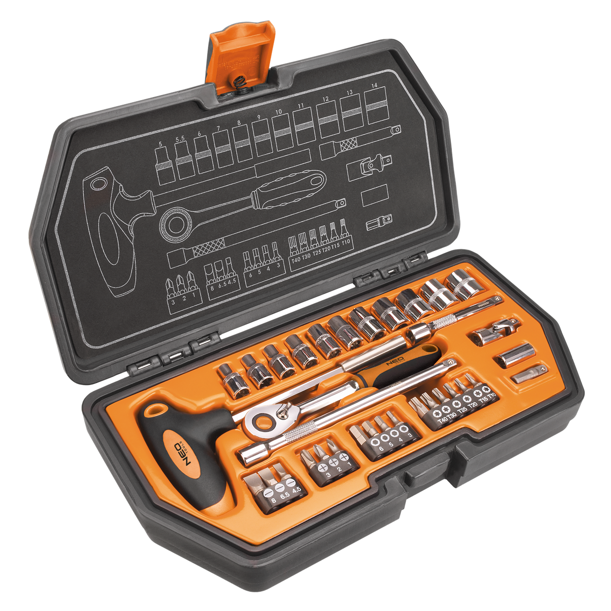 NEO Tools Gola sada 1/4", 34 ks sada  NEO Tools Gola sada 1/4", 34 ks sada
