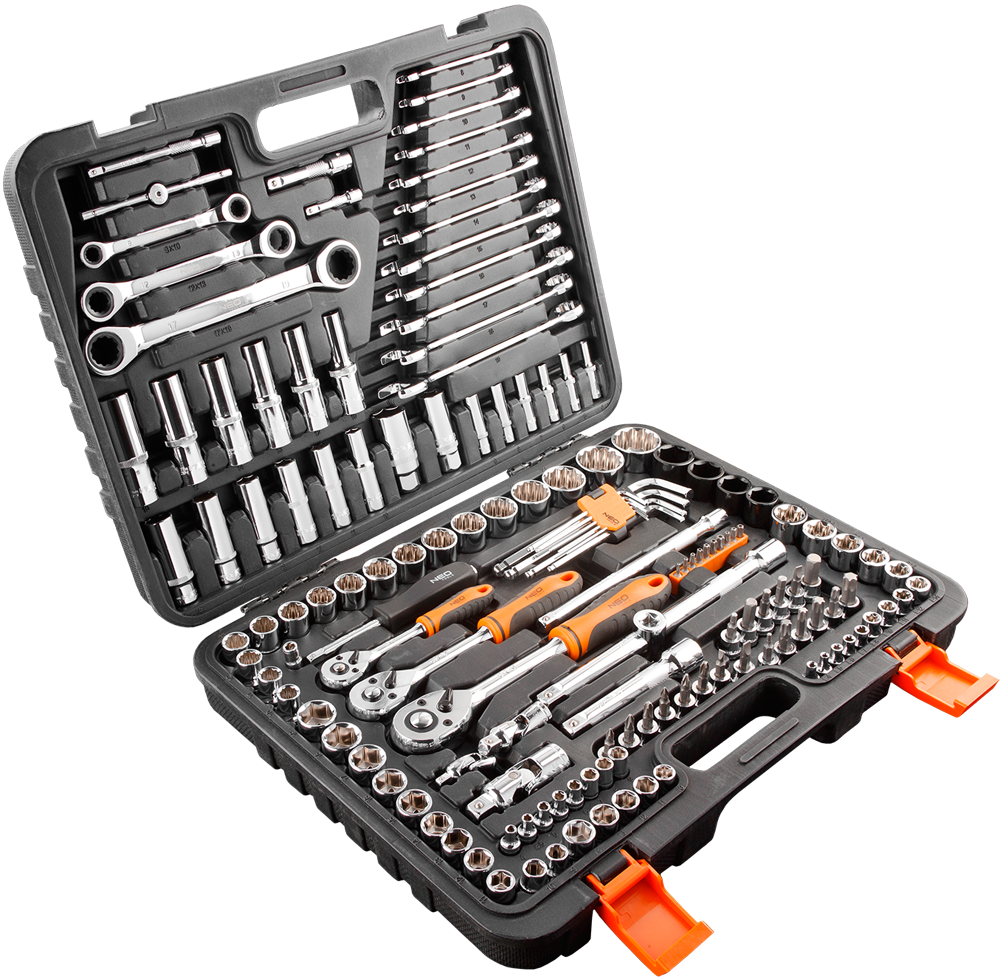 NEO Tools Gola sada  1,/4", 3,/8", 1/2 ", CrV  súprava 156 ks  NEO Tools Gola sada  1, 4, 3, 8, 1/2 ", CrV  súprava 150 ks