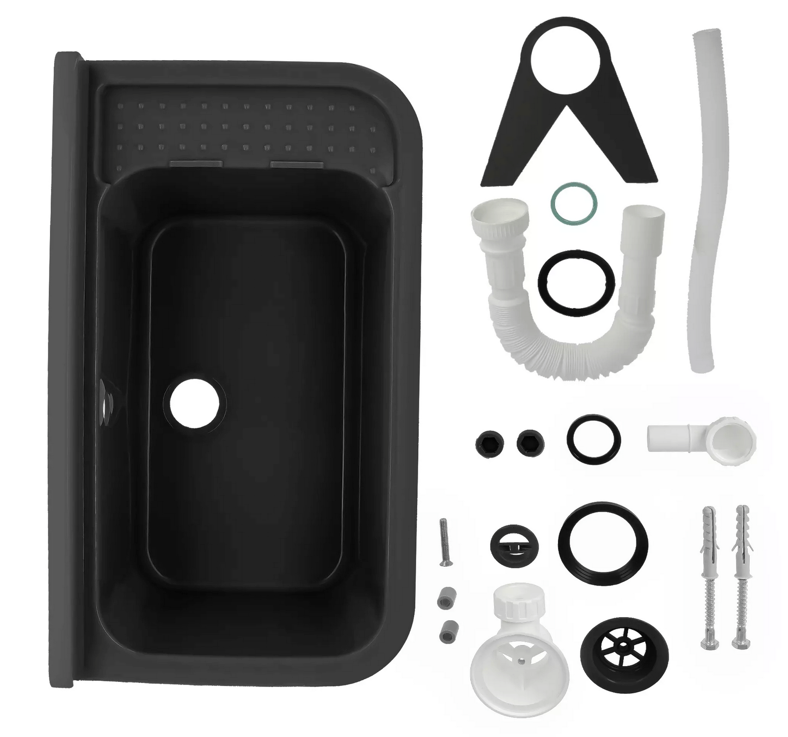 Technické plastové umývadlo 59x34x21 cm čierny granit