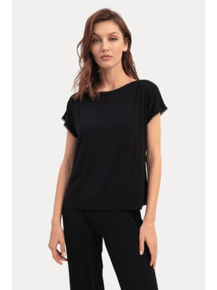 Luisa Moretti Dámské bambusové pyžamo NATHALIE (Velikost L, Barva Černá)