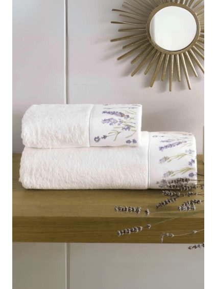 Soft Cotton Osuška a ručník LAVENDER GARDEN v dárkovém balení (Barva Bílá, Velikost S)