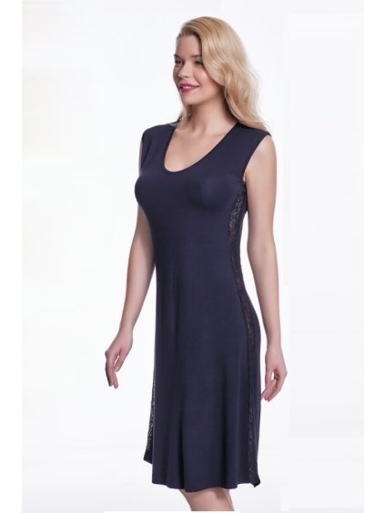 Luisa Moretti Dámská noční bambusová košilka BRIA (Velikost S, Barva Černá)