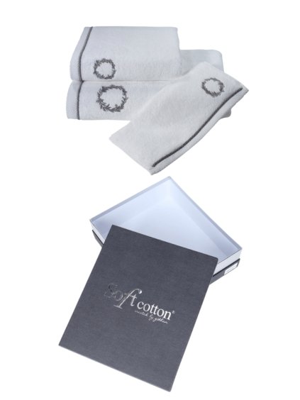 Soft Cotton Dárkové balení ručníků a osušek SEHZADE (Barva Bílá / stříbrná výšivka, Velikost S)