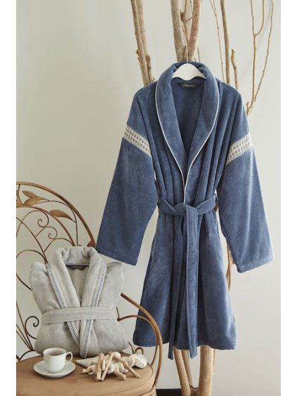 Soft Cotton Krátký dámský župan VIVIAN (Velikost S, Barva Modrá)