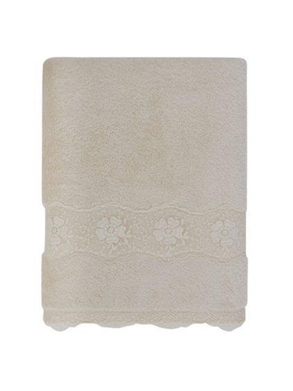 Soft Cotton Osuška STELLA s krajkou 85x150cm (Barva Krémová)