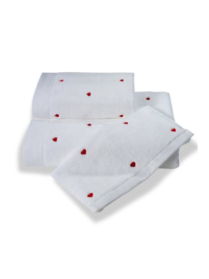 Soft Cotton Malý ručník MICRO LOVE 32x50 cm (Barva Bílá / červené srdíčka)