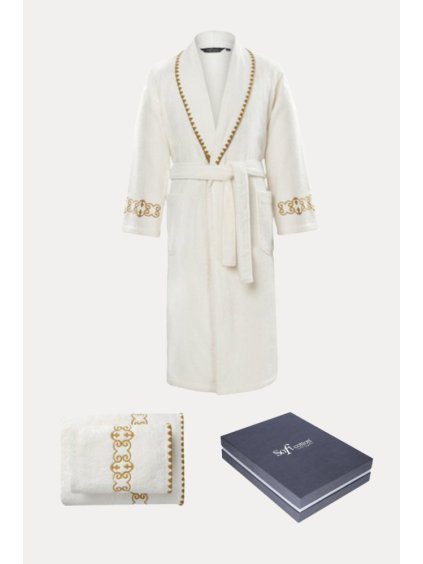 Soft Cotton Dárkové balení županu, ručníku a osušky MONDRIAN (Velikost L, Barva Smetanová)