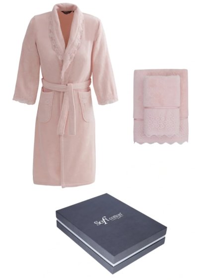 Soft Cotton Dárkové balení županu, ručníku a osušky FREYA (Velikost XL, Barva Růžová)