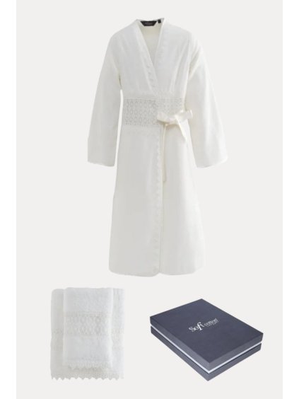 Soft Cotton Dárkové balení županu, ručníku a osušky DEMET (Velikost S, Barva Smetanová)