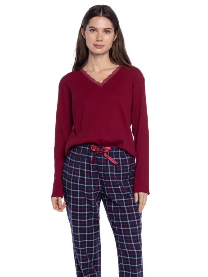 GUASCH Dámské pyžamo MANUELLA (Velikost M, Barva Bordó)