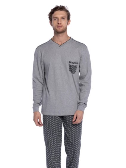 GUASCH Pánské pyžamo OLIVER (Velikost 3XL, Barva Šedá)