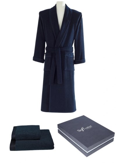 Soft Cotton Dárkové balení županu, ručníku a osušky LORD (Velikost M, Barva Tmavě modrá)