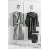Soft Cotton Dárkové balení županu, ručníku a osušky STRIPE (Velikost S, Barva Černá antracit)