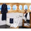 Soft Cotton Luxusní pánský župan s ručníkem a pupučemi MARINE MAN v dárkovém balení (Velikost S, Barva Tmavě modrá)