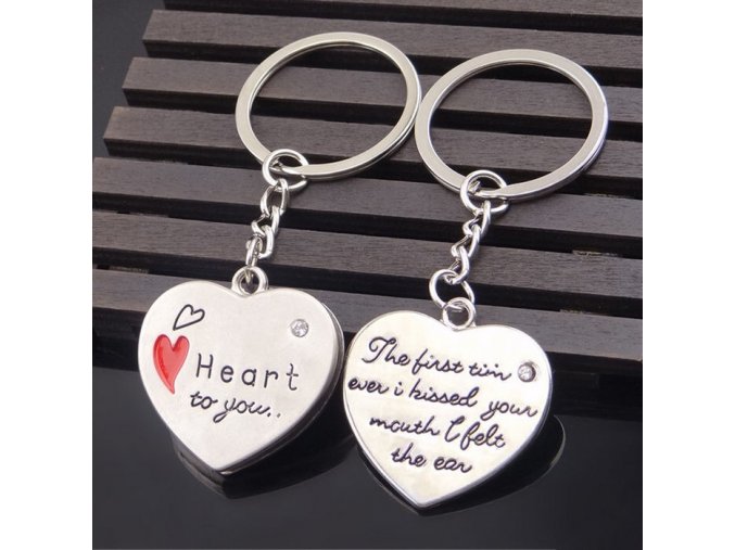 Prívesky na kľúče pre dvoch, dve srdcia, nápis (1)