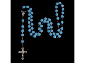 Blankytný ruženec s krížom, Ježíš Kristus a Panna Mária, plastové zdobené koráliky
