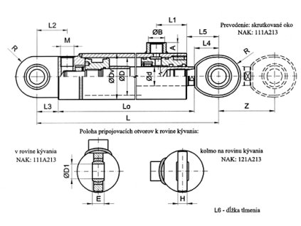 Hydraulický valec HV 63/36x500 111A111 UNC