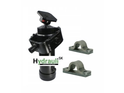 Teleskopický hydraulický valec 90/4x910 zdvih 910 mm - s kolískou s úchytmi