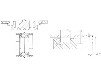 Tesnenie piesta K03 70x50x22,4/6,35 NBRPEPOM DIN