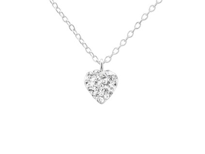 Stříbrný náhrdelník s bílým srdíčkem
