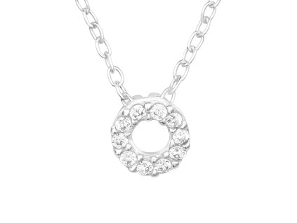 Stříbrný náhrdelník s kruhem a zirkony