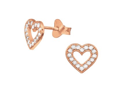 Stříbrné pozlacené náušnice srdíčko se zirkony