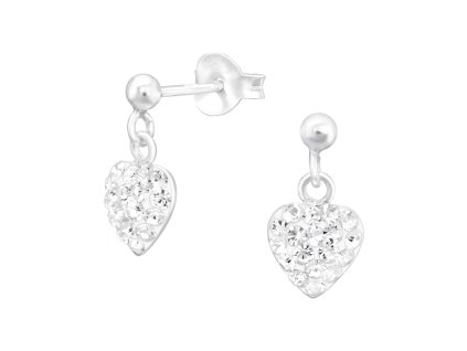 Stříbrné náušnice srdíčka s krystaly