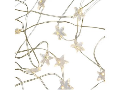 LED dekorační girlanda - bílé hvězdičky, studená bílá barva, 200 cm, IP20, 2x baterie AA