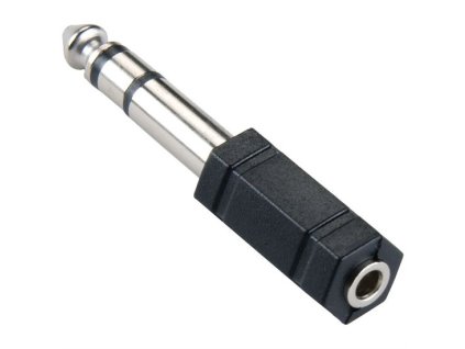 Adaptér, 6,3mm JACK konektor stereo - 3,5mm JACK zdířka stereo