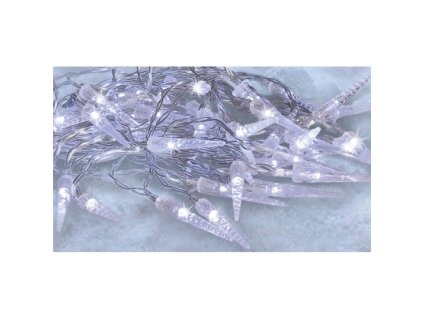 LED venkovní rampouchy, 50 LED, časovač, 8 funkcí, IP44, 3xAA baterie