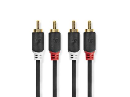 Stereo audio kabel, 2x RCA konektor - 2x RCA konektor, pozlacené, 5m