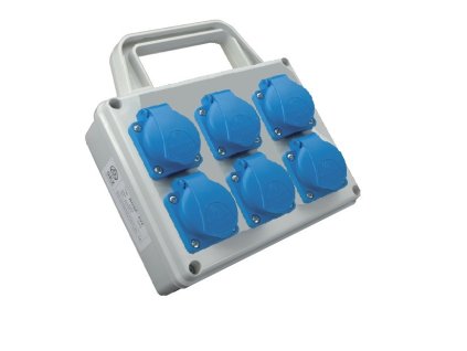 Minizásuvková rozvodnice Praktik, IP 54, 6x230 V, s držákem