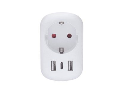 Cestovní adaptér USA PD 20W s USB-C + 2× USB-A bílý
