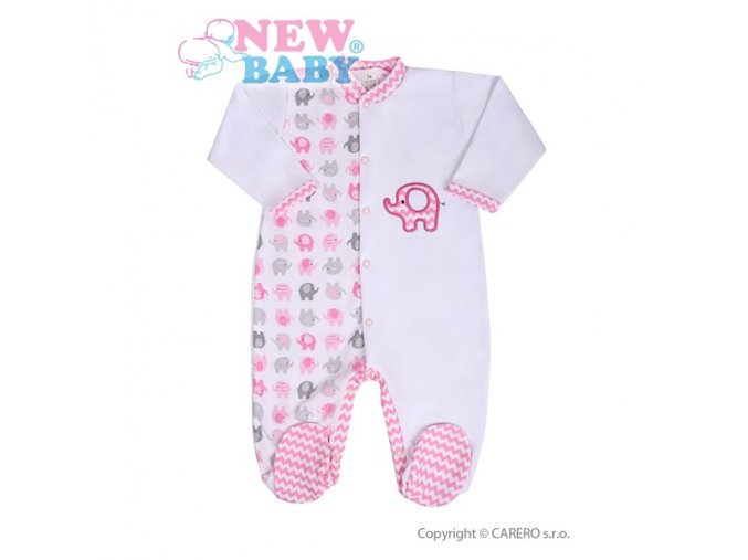 Kojenecký overal New Baby Sloník bílo-růžový