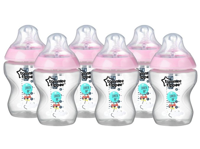 Tommee Tippee růžová sada lahviček C2N 6ks, 260ml (2)