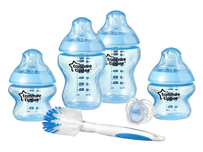 Tommee Tippee sada kojeneckých lahviček C2N s kartáčem a šidítkem modrá (1)