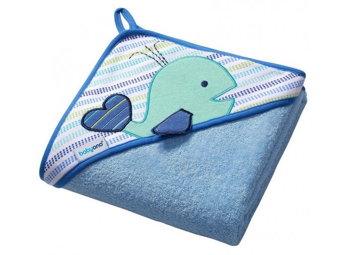 Baby Ono Froté osuška s kapucí modrá s velrybou