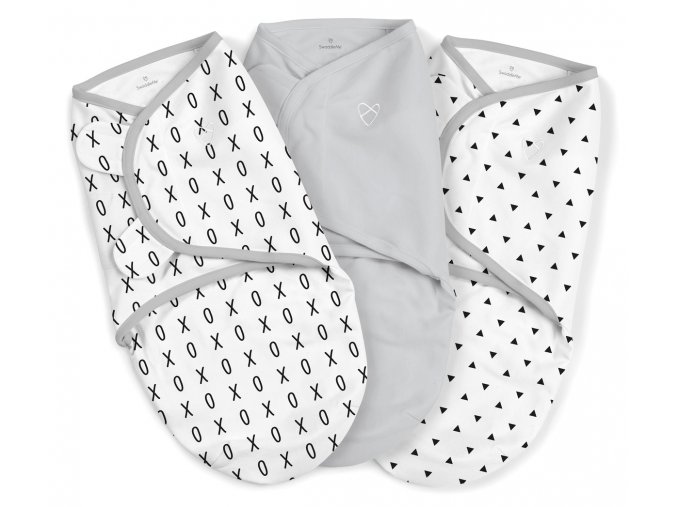 Summer Infant SwaddleMe zavinovačka XO sada, 3ks (1x šedá, 2x bílá)