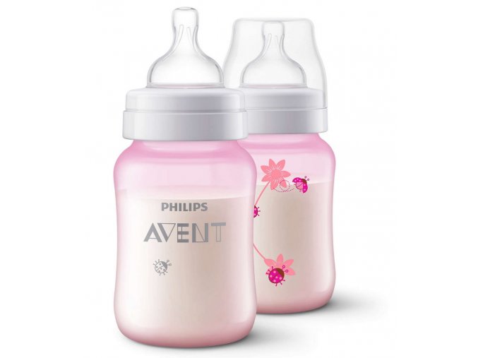 Philips Avent Kojenecké láhve Classic+ 260ml 2ks růžové s obrázky