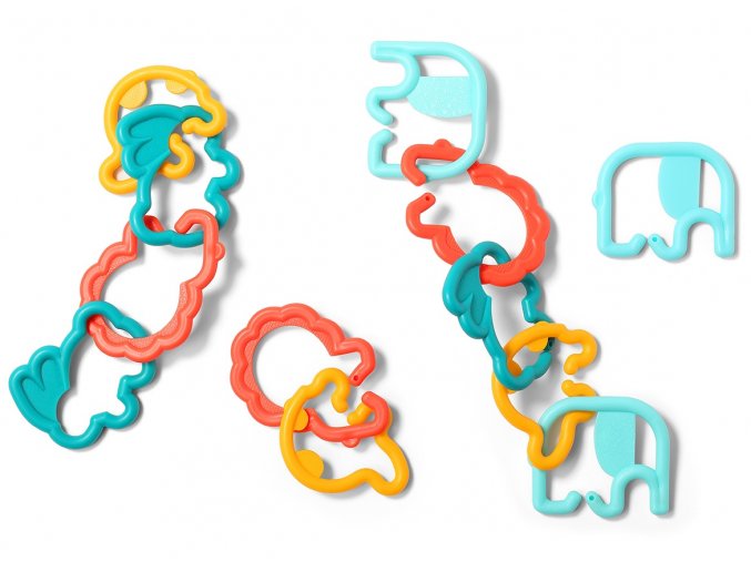 BabyOno plastové kroužky řetěz zvířátka Link 'N' Play (1)