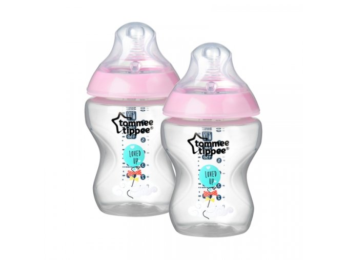 Tommee Tippee lahvičky 260ml barevné 2ks růžové